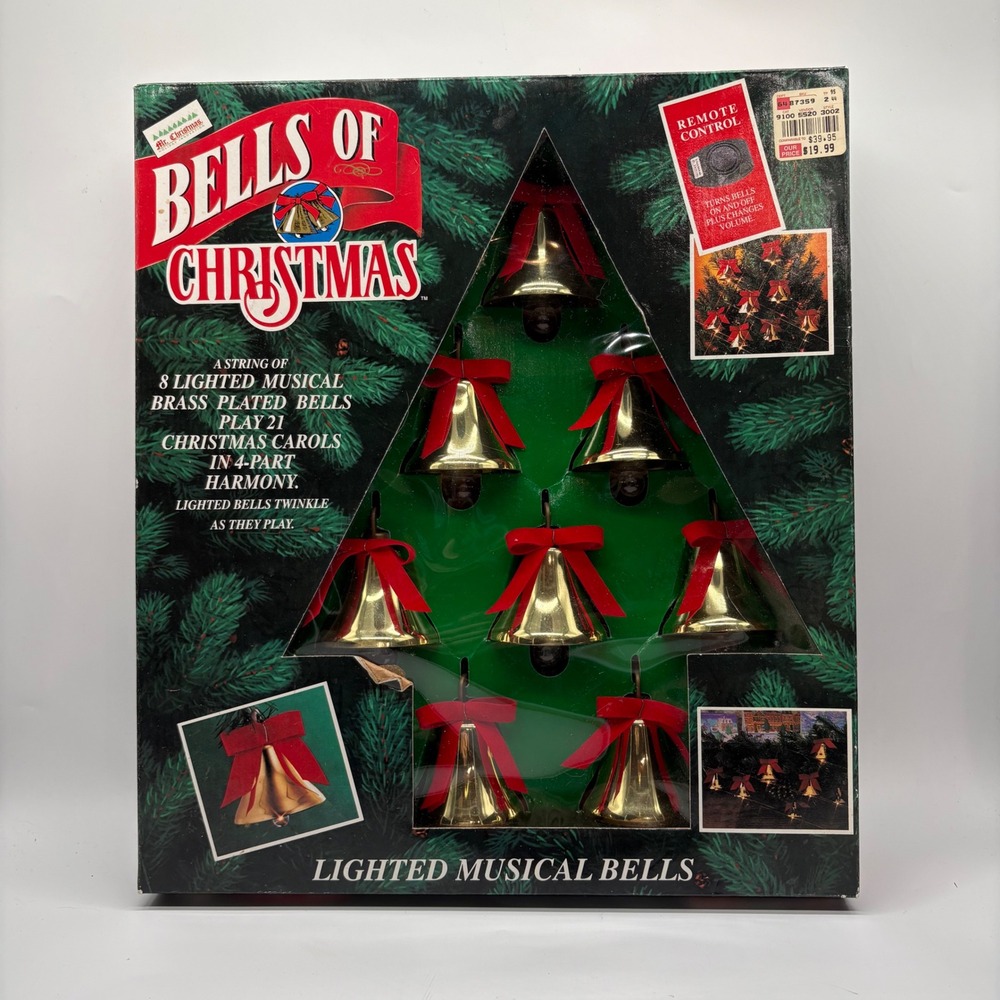 Mr. Christmas Bells of Christmas 8 Lighted Musical Bells 21 Carols Remote Tested